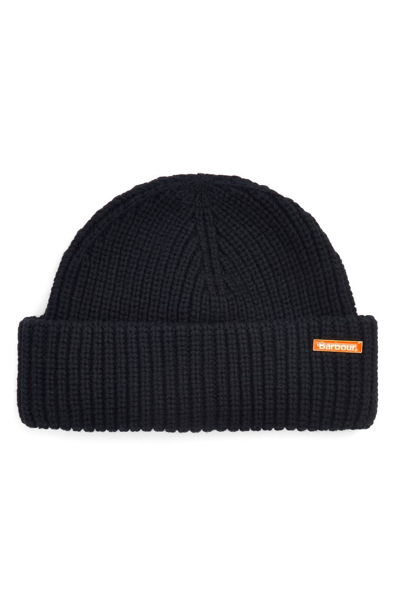 Barbour Mosely Cotton & Wool Blend Beanie, Main, color, Black