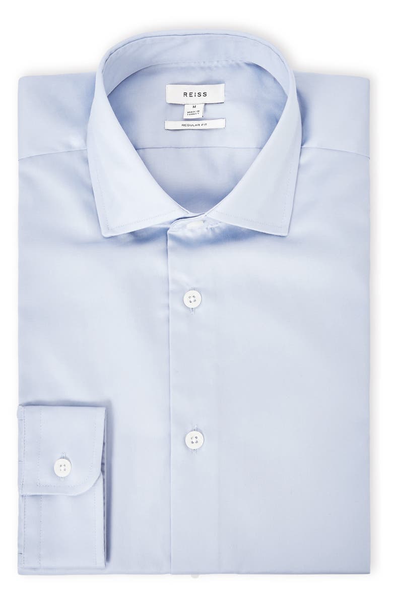 Reiss Remote Slim Fit Cotton Button-Up Shirt, Alternate, color, Mid Blue