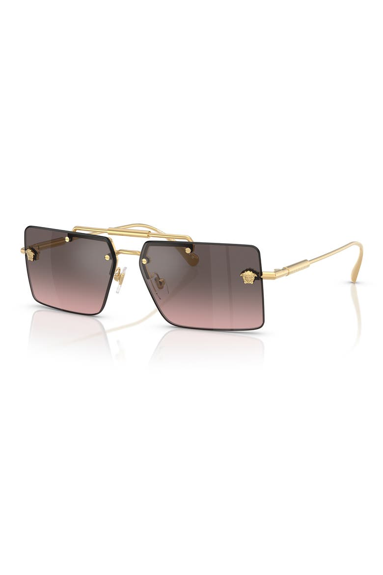 60mm Gradient Rectangular Sunglasses, Alternate, color, GOLD