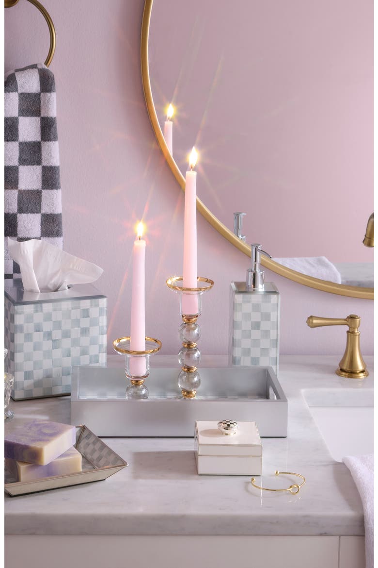 Rosy Check Large Glass Candleholder, Alternate, color, ROSY