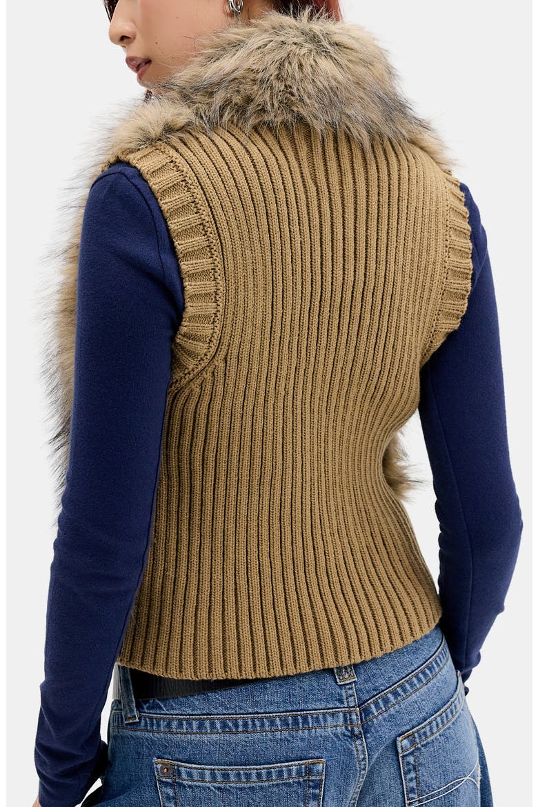 Joah Faux Fur Gilet, Alternate, color, BROWN