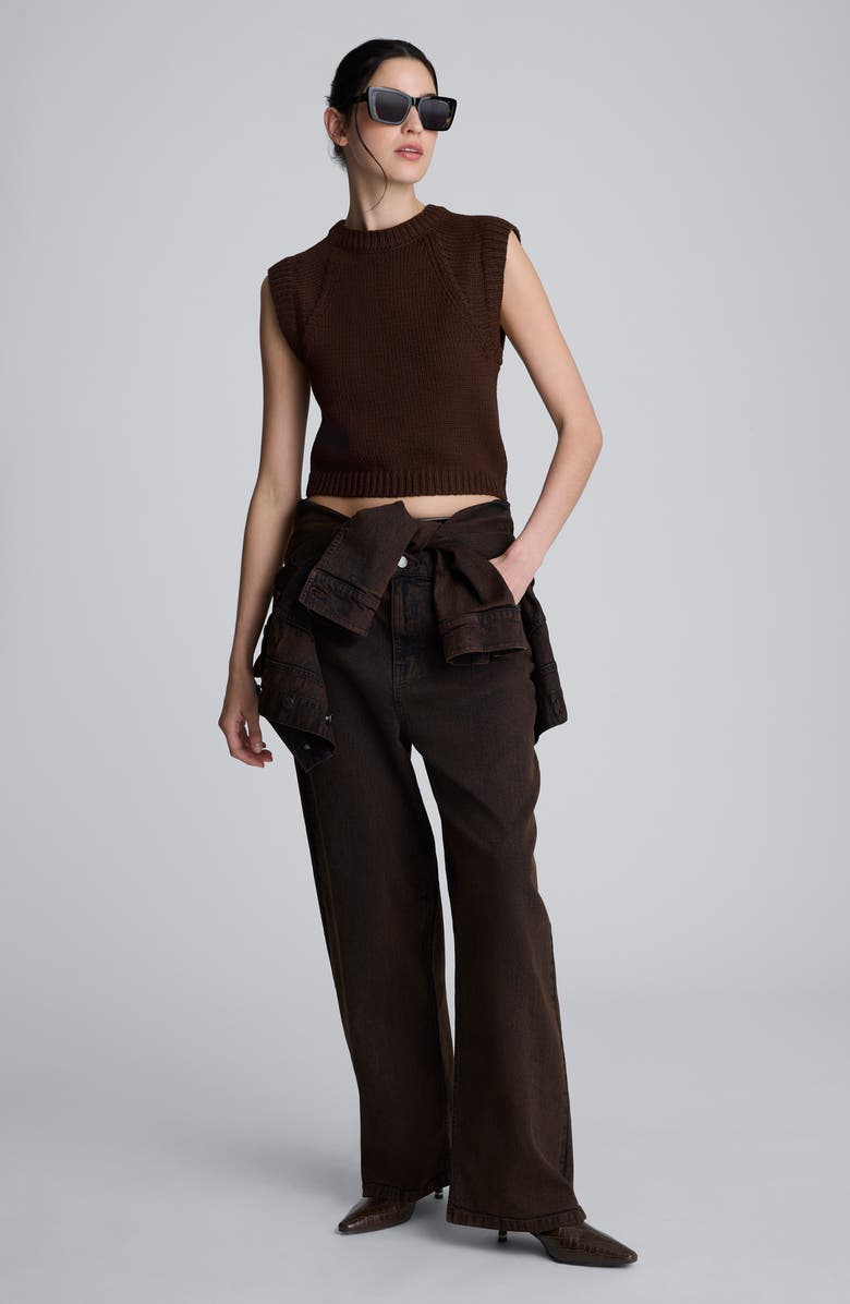 Kenneth Cole Crop Sleeveless Sweater Vest, Alternate, color, French Roast