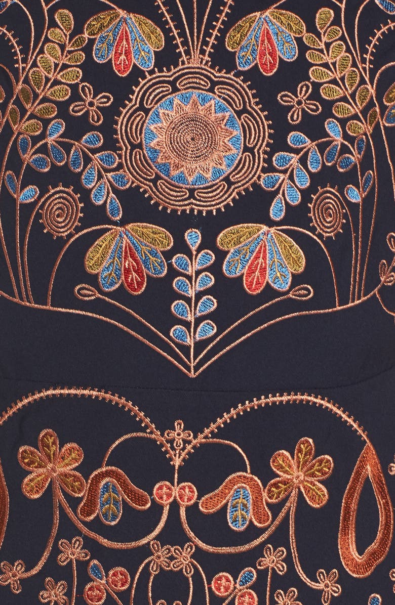 Foxiedox Hadiya Embroidered A-Line Dress, Alternate, color, 