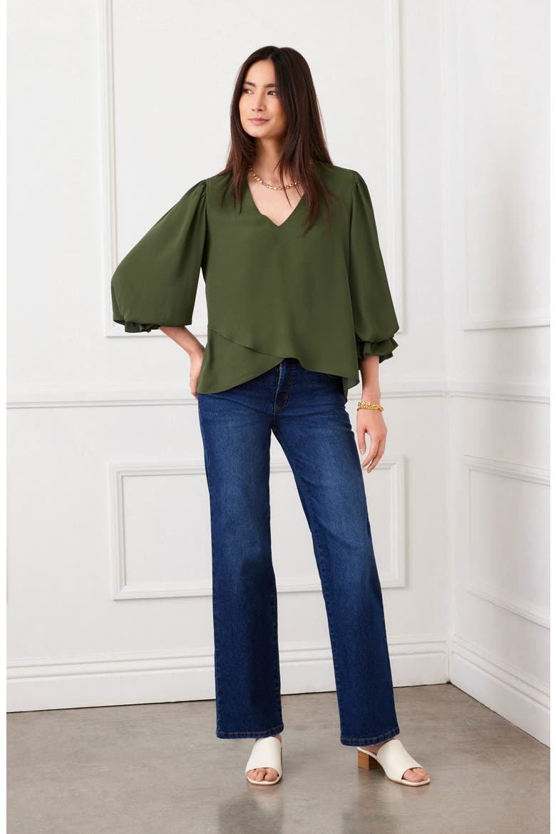 Crossover Hem Asymmetric Top, Alternate, color, LIGHT OLIVE