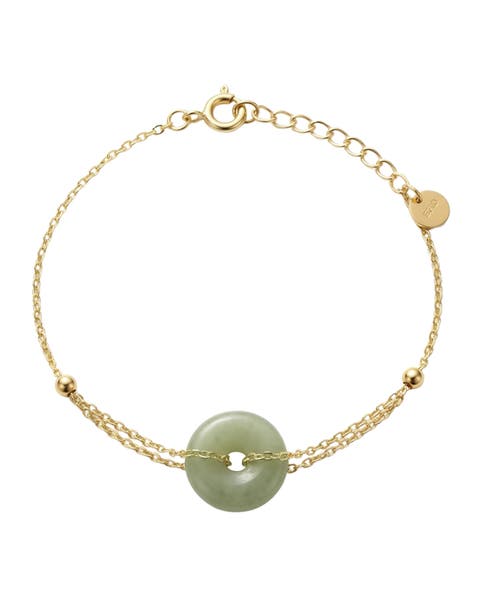Coin Green jade gold bracelet