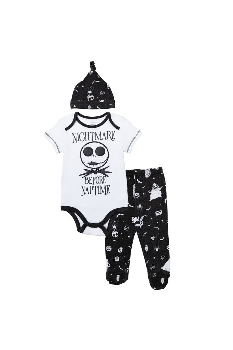 Nightmare Before Christmas Footed Pant and Bodysuit Set with Hat, Main, color, Jack Skellington Grey