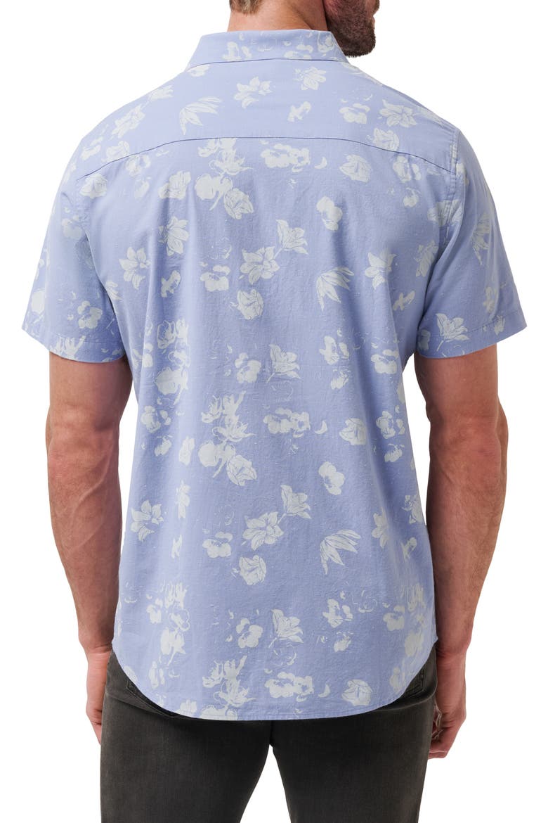 Fan Palm Short Sleeve Button-Up Shirt, Alternate, color, PALE IRIS