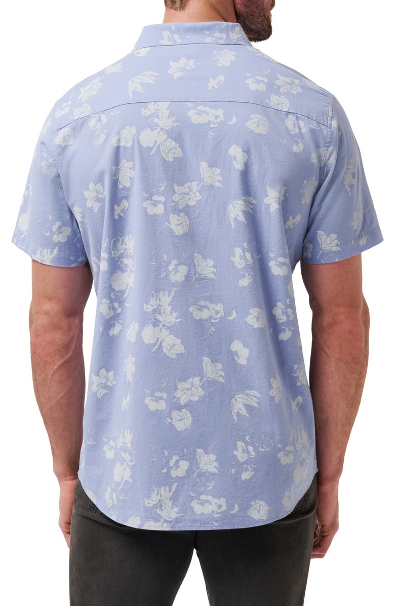 TravisMathew Fan Palm Short Sleeve Button-Up Shirt, Alternate, color, Pale Iris