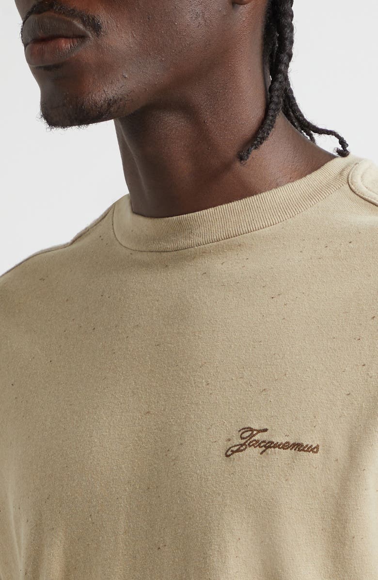 Jacquemus Le Brodero Logo Embroidered T-Shirt, Alternate, color, Beige