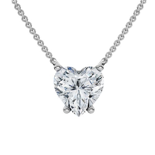 Bliss Diamond 1ct Heart Shape Diamond Solitaire Diamond Pendant 14k Gold Necklace Lab Grown In 14k White Gold