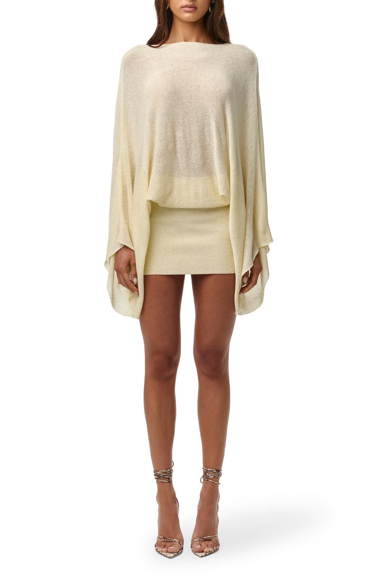 Naked Wardrobe Drape Sleeve Knit Minidress, Main, color, Lemonade