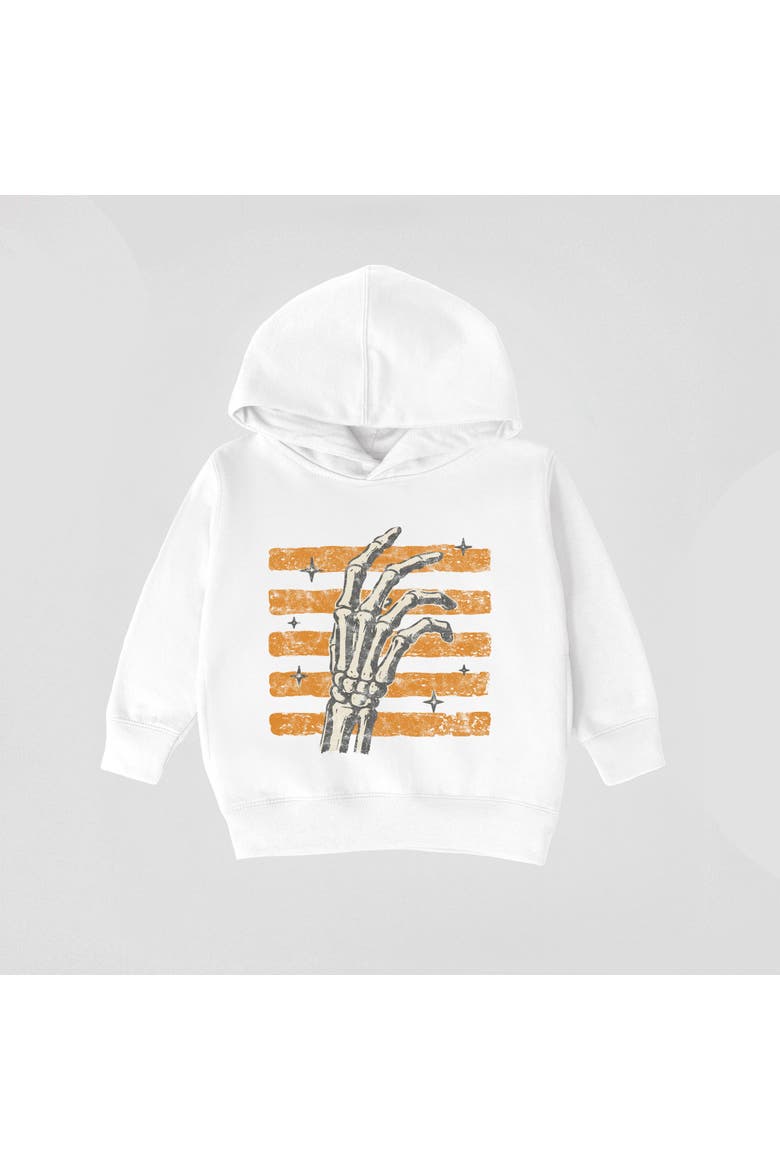 Skeleton Hand Stripes Hoodie Toddler, Alternate, color, White