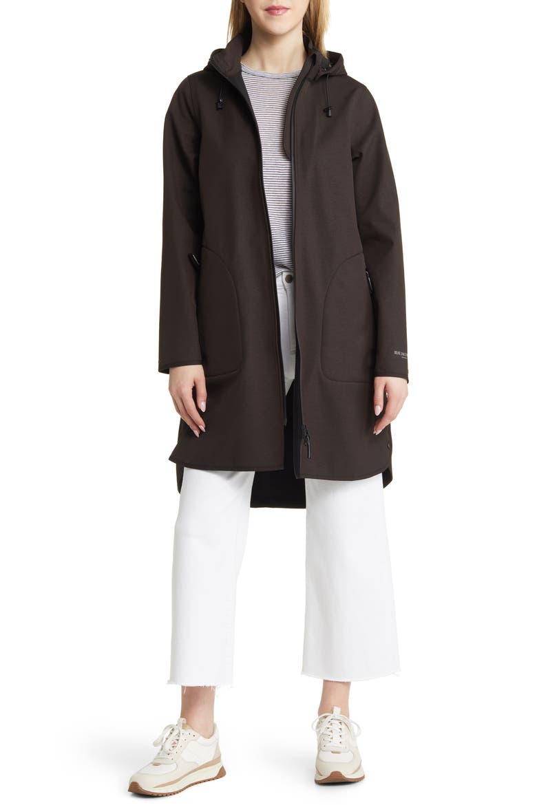 Hooded Water Repellent Rain Jacket, Main, color, BLACK