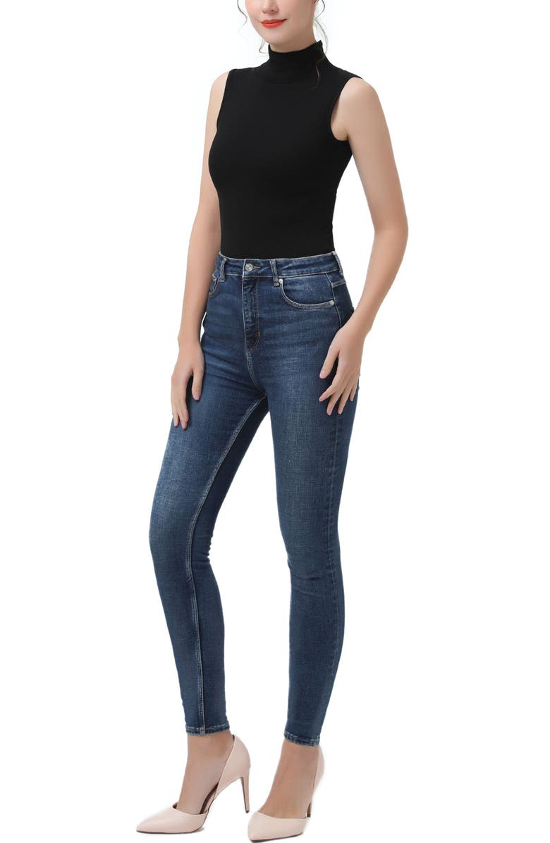 Kimi & Kai Turtleneck Sleeveless Bodysuit, Alternate, color, Black