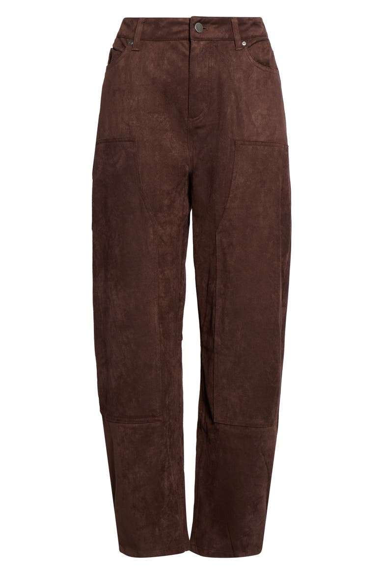 High Waist Faux Suede Barrel Leg Jeans, Main, color, ESPRESSO