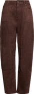 KITTENISH High Waist Faux Suede Barrel Leg Jeans