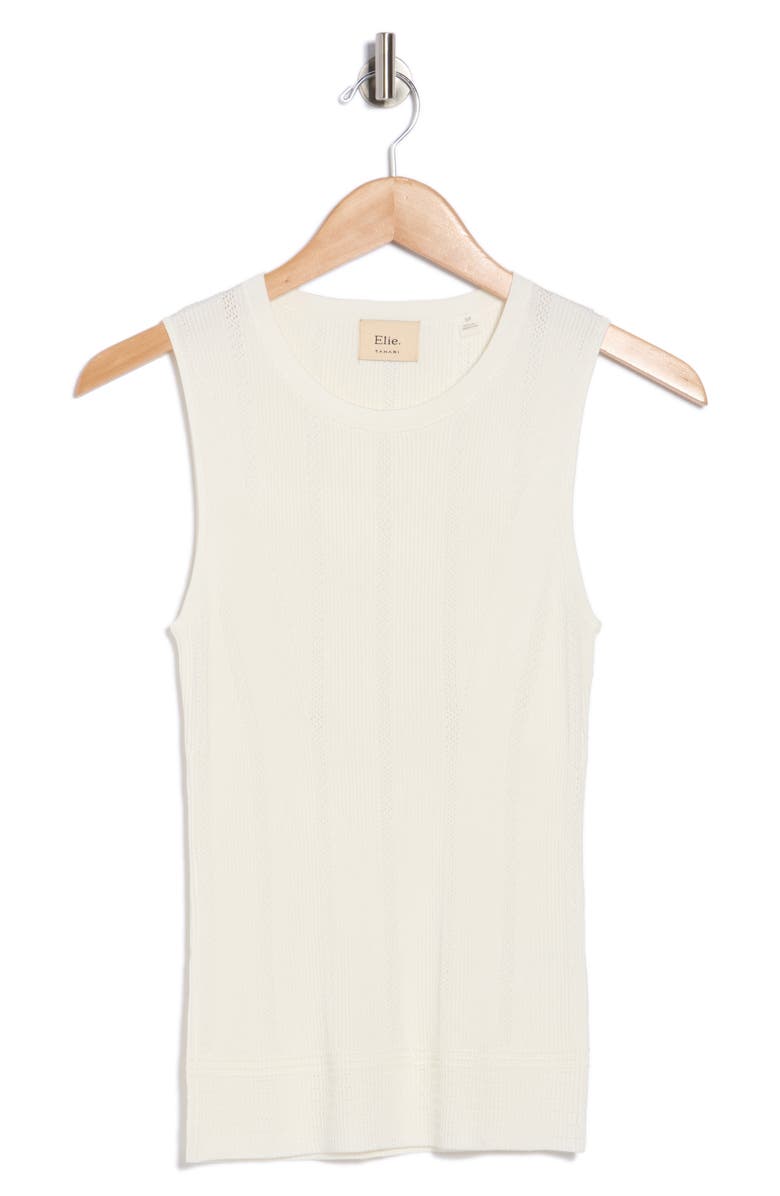 ELIE ELIE TAHARI Crewneck Ribbed Tank, Main, color, White