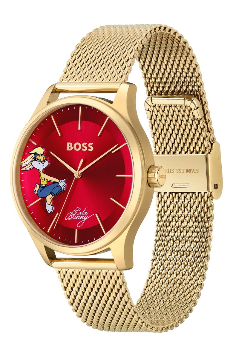 HUGO x Looney Tunes<sup>™</sup> Elite Lola Bunny Mesh Bracelet Watch, 41mm x 9.4mm, Alternate, color,