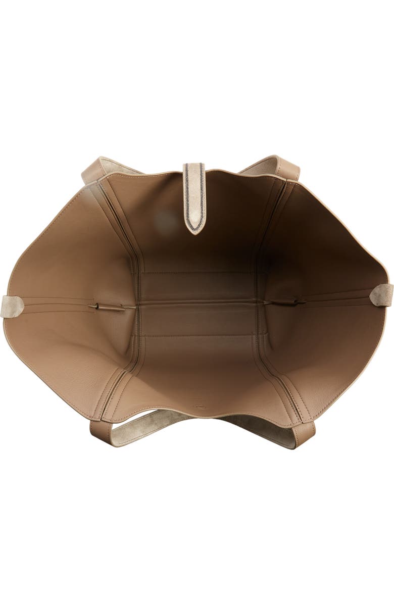 Brunello Cucinelli Monili Trim Suede Tote, Alternate, color,