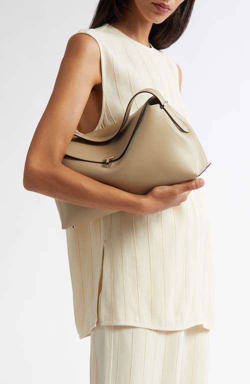 Totême Toteme T-lock Top Handle Leather Shoulder Bag In Fawn