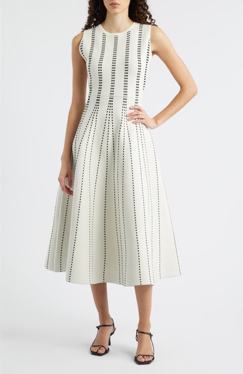 Contrast Piping Sleeveless Midi Sweater Dress