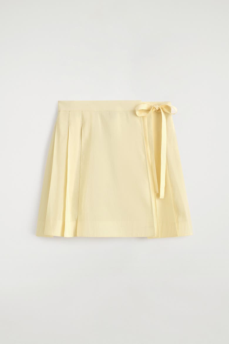 Pleated Mini Wrap Skirt, Alternate, color, BUTTER YELLOW