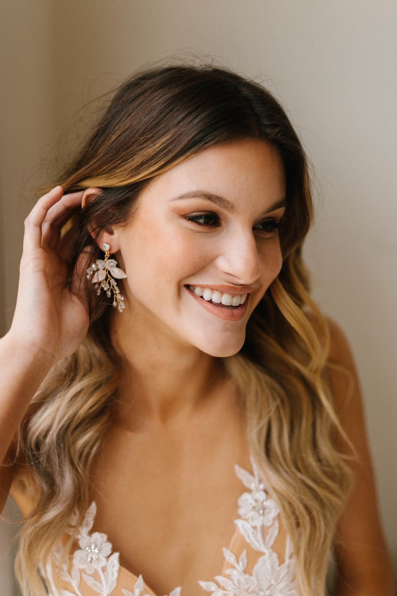 Madison Bridal Earrings, Alternate, color, Gold