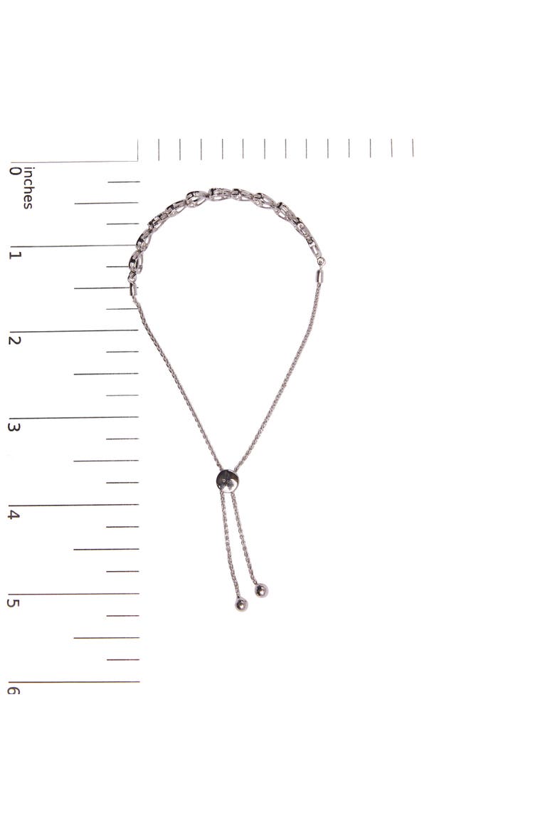 Silver 1/10 Cttw Diamond Heart Link Bolo Bracelet, Alternate, color, White
