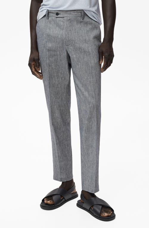 Mango Slim Fit Linen Blend Dress Pants In Gray