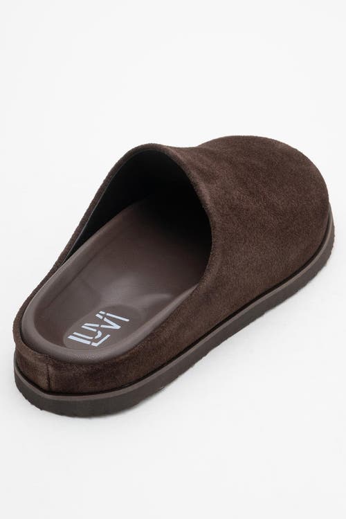 Forever & Always Shoes Space Suede Leather Slide Sandal In Brown