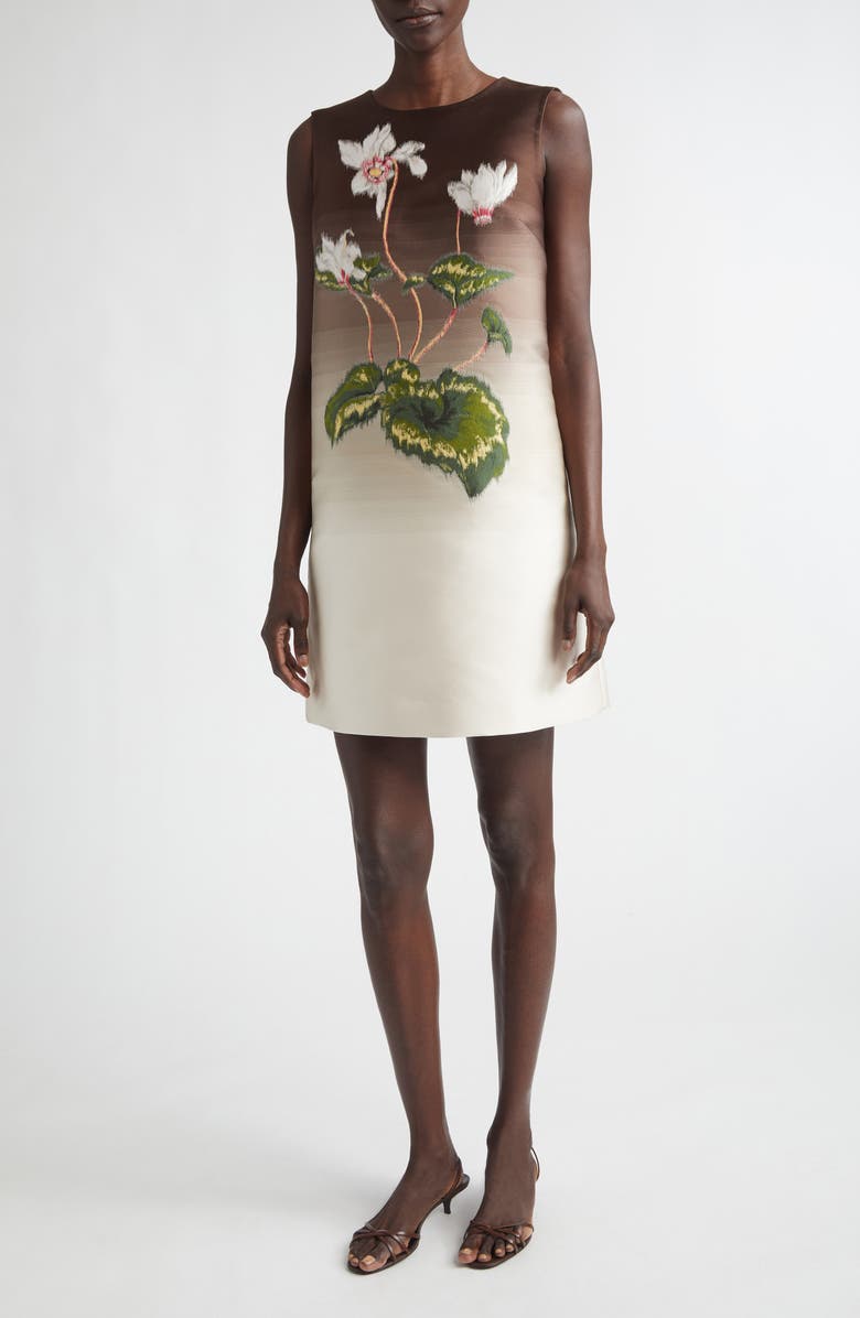 Oscar de la Renta Chiné Cyclamen Sleeveless Dress, Main, color, Mahogany Ombre