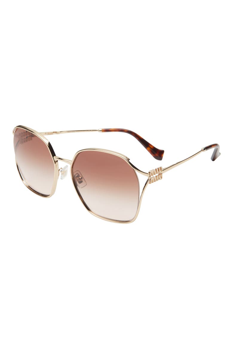 60mm Gradient Round Sunglasses, Alternate, color, BROWN GRADIENT