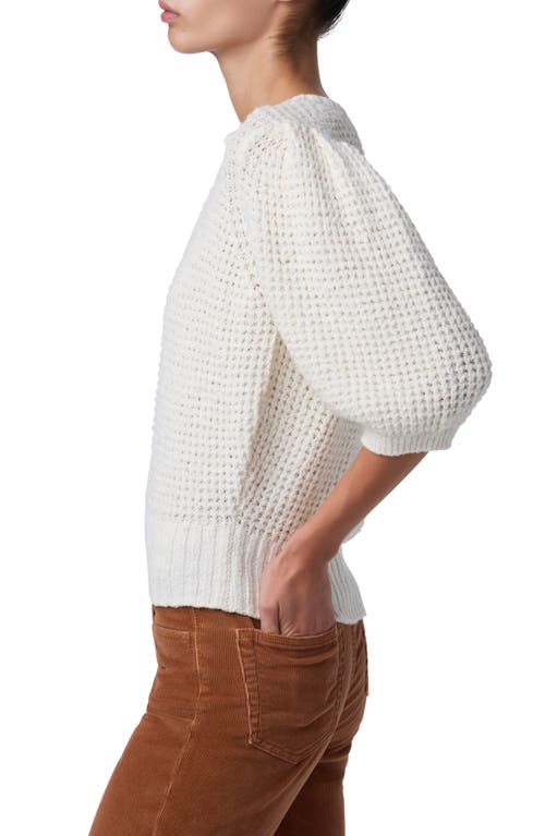 Shop Joe's Split Neck Puff Sleeve Sweater In White