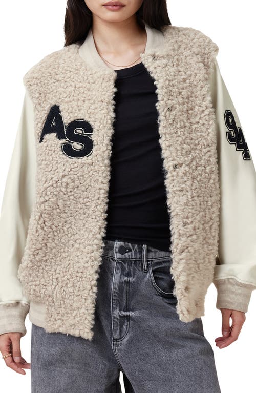 ALLSAINTS ALLSAINTS VALERIE MIXED MEDIA GENUINE SHEARLING JACKET 