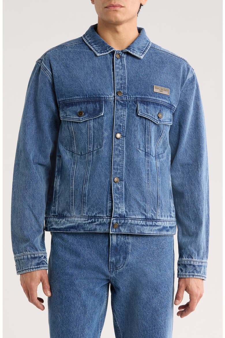 Washed Denim Trucker Jacket, Alternate, color, INDIGO