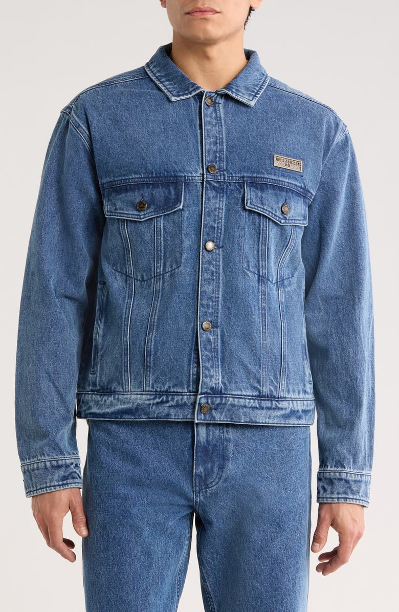 HONOR THE GIFT Washed Denim Trucker Jacket, Alternate, color, Indigo