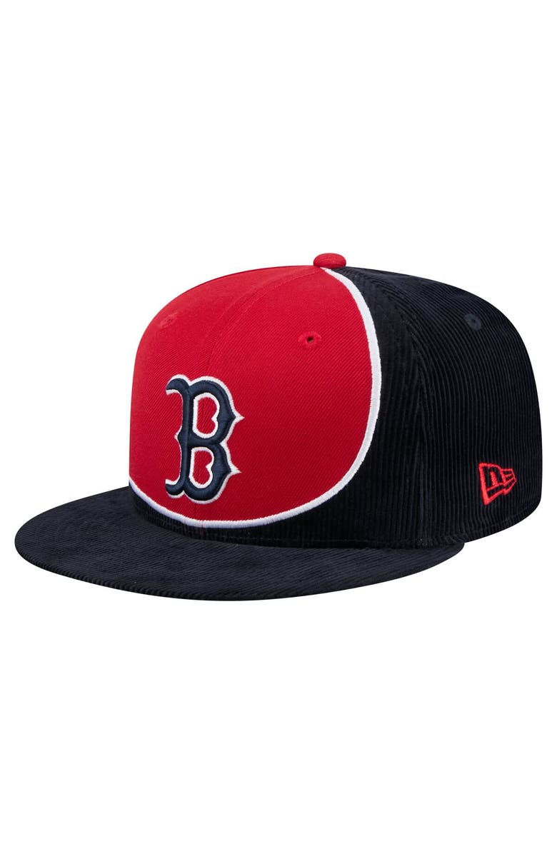 New Era Men's New Era Navy/Red Boston Red Sox Retro Split Corduroy Snapback Hat, Main, color, Navy