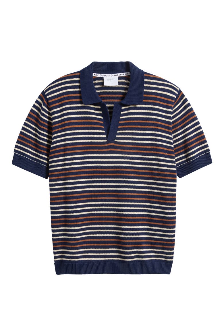 Douglas Stripe Johnny Collar Polo, Alternate, color, NAVY