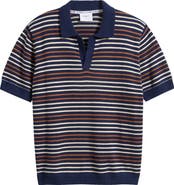 Percival Douglas Stripe Johnny Collar Polo