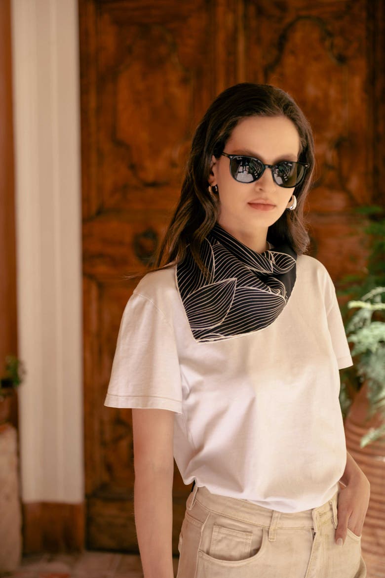 Fior di Loto - Silk Bandana, Alternate, color, Black