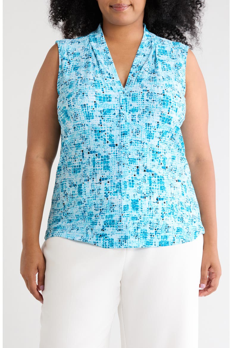 Printed Sleeveless Top, Main, color, AQUA OASIS MULTI