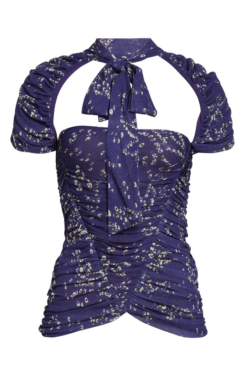 Siedrés Fiora Floral Ruched Cutout Top, Main, color, Purple