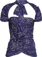 Siedrés Fiora Floral Ruched Cutout Top