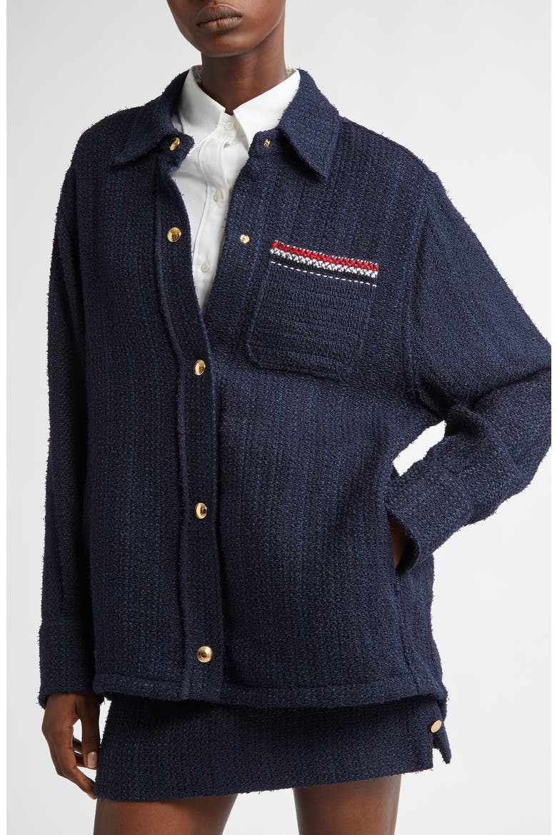 Tweed Shirt Jacket, Alternate, color, NAVY