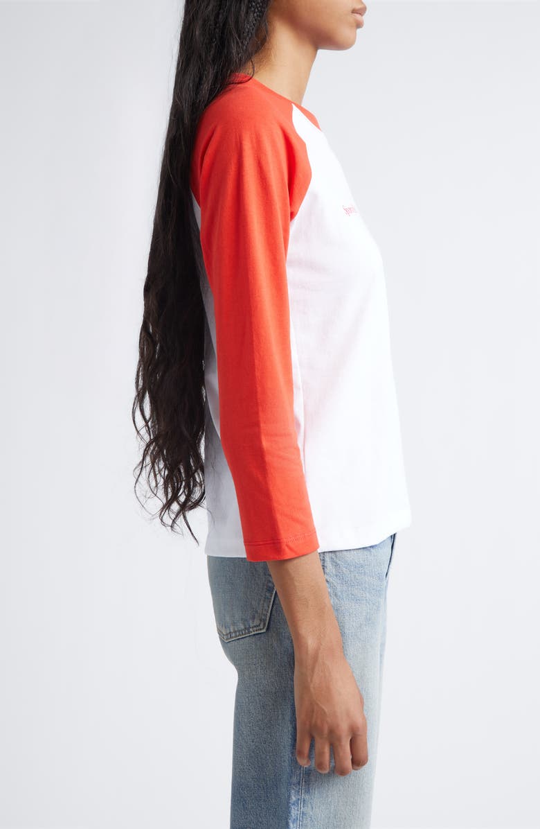 Sporty & Rich x Yankees Serif Cotton Baseball T-Shirt, Alternate, color, White/Fire Red