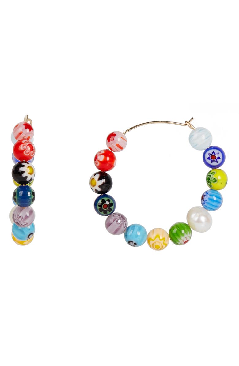Rebecca Minkoff Rainbow Bead Hoop Earrings, Main, color, 