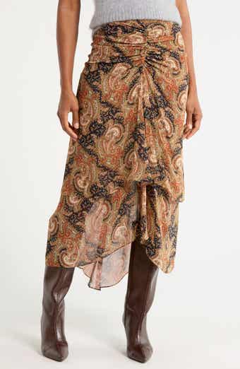 Sira Paisley Ruched Midi Skirt