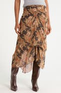 Veronica Beard Sira Paisley Ruched Midi Skirt