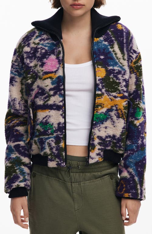 Desigual Wool Blend Woven Jacket In Black