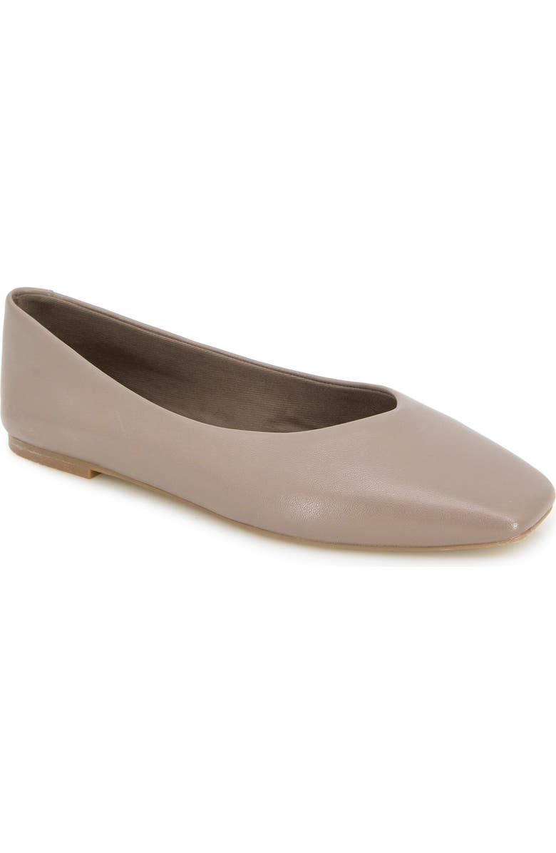 Kenneth Cole Johanna Square Toe Flat, Main, color, Taupe Leather